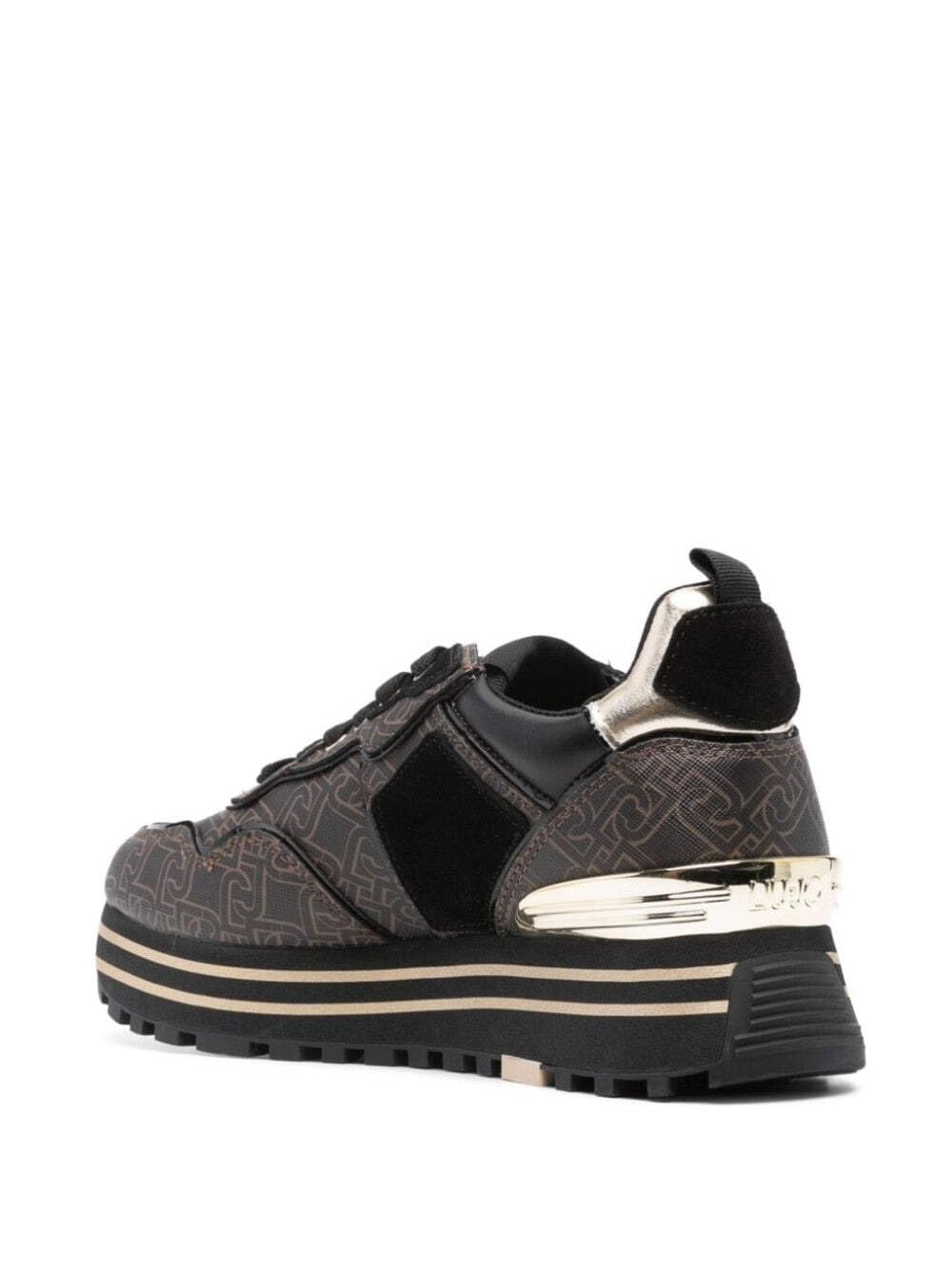 LIU JO D Sneaker Maxi Wonder24 Logo Saffiano 41, Black, 41 EU